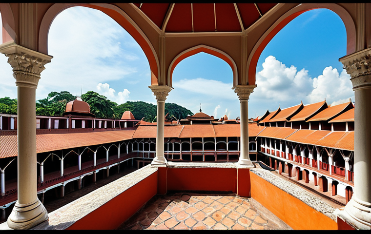**Prompt:** "A panoramic view of Kota A Famosa in Melaka, Malaysia. Capture the historical ruins with tourists exploring the site, emphasizing the colonial architecture and atmosphere. Sunny day, vibrant colors."