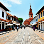 Melaka Historical City**

"A panoramic view of Melaka's Banda Hilir, featuring the Stadthuys and Christ Church, fully clothed tourists strolling around, bright daylight, safe for work, appropriate content, perfect anatomy, correct proportions, professional photography, modest clothing, family-friendly, UNESCO World Heritage site."

**