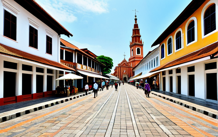 Melaka Historical City**

"A panoramic view of Melaka's Banda Hilir, featuring the Stadthuys and Christ Church, fully clothed tourists strolling around, bright daylight, safe for work, appropriate content, perfect anatomy, correct proportions, professional photography, modest clothing, family-friendly, UNESCO World Heritage site."

**